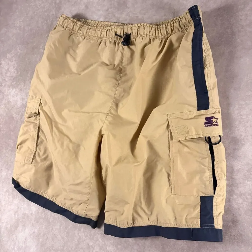 vintage y2k starter cargo swimming trunks